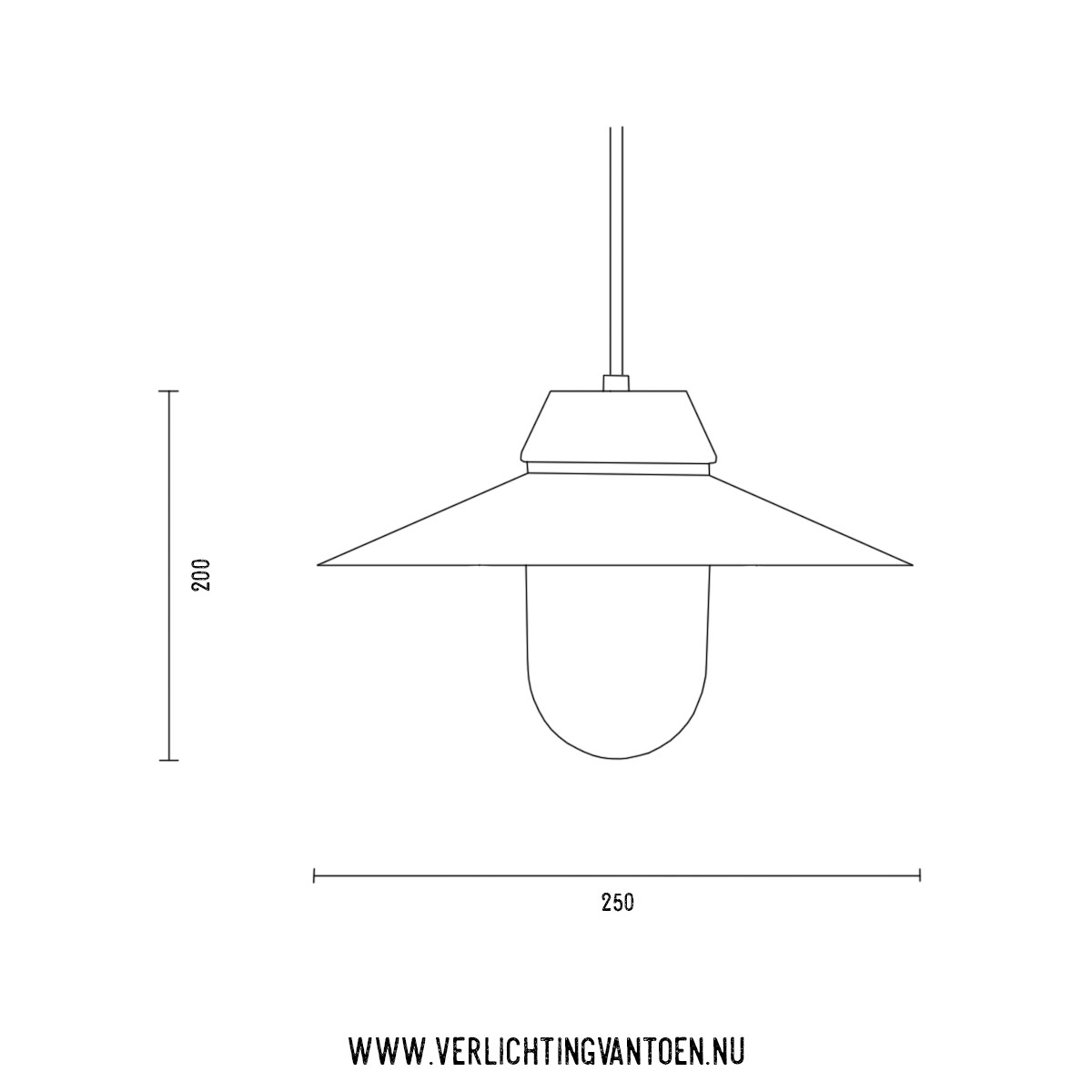 Bremen Zylinder 250 - hanglamp - tekening - Verlichting van Toen