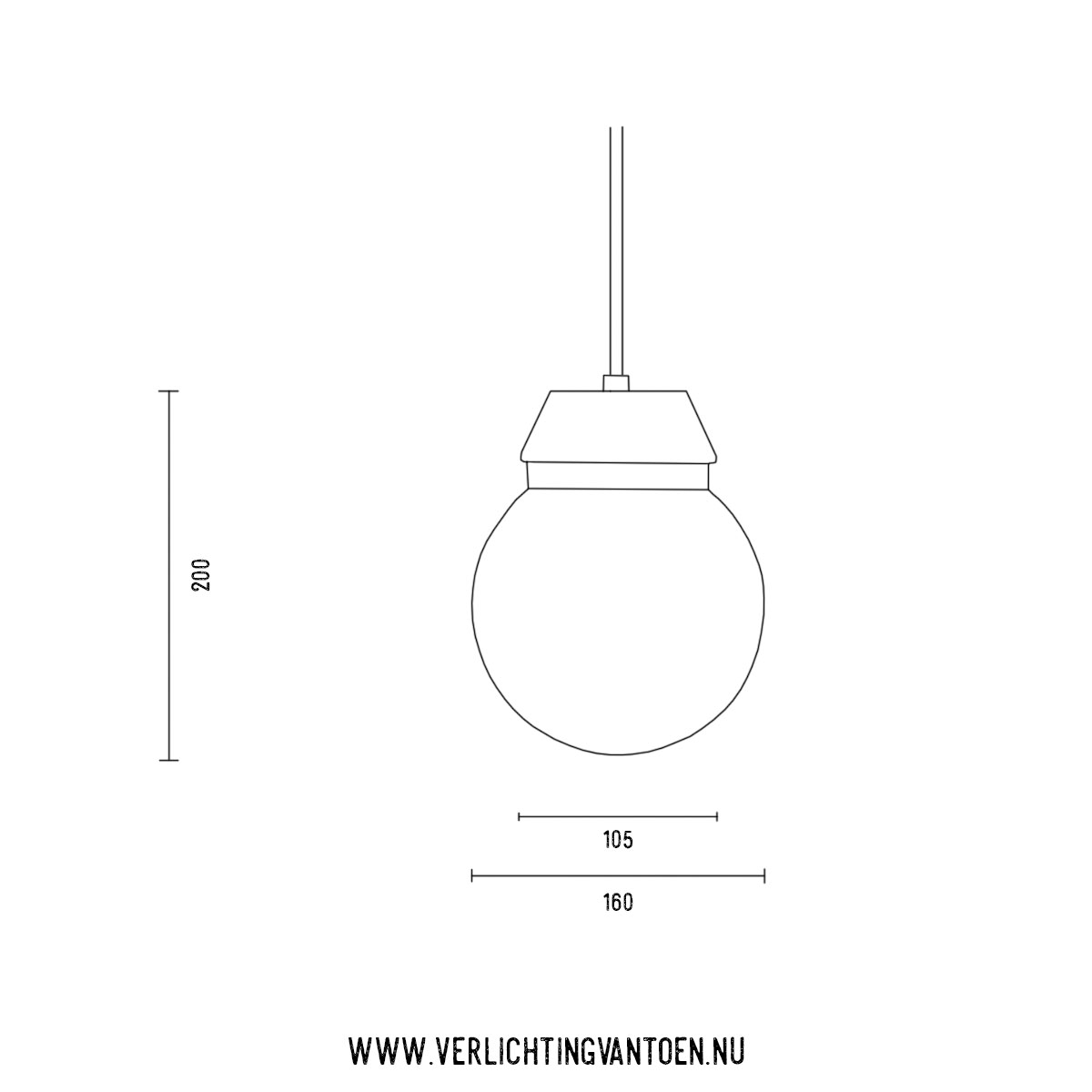 Bremerhaven Kugel 105 - hanglamp - tekening - Verlichting van Toen