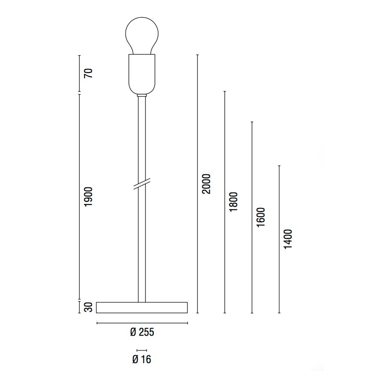 Ebolicht Pole technische tekening - Verlichting van Toen