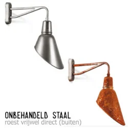 Hamburg wandlamp onbehandeld staal + roest